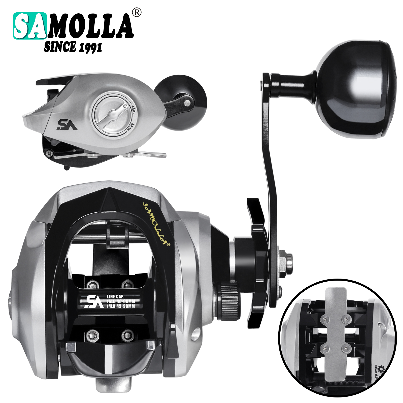 Ice Fishing Reel - SAMOLLA Large New Baitcasting Fishing Reel