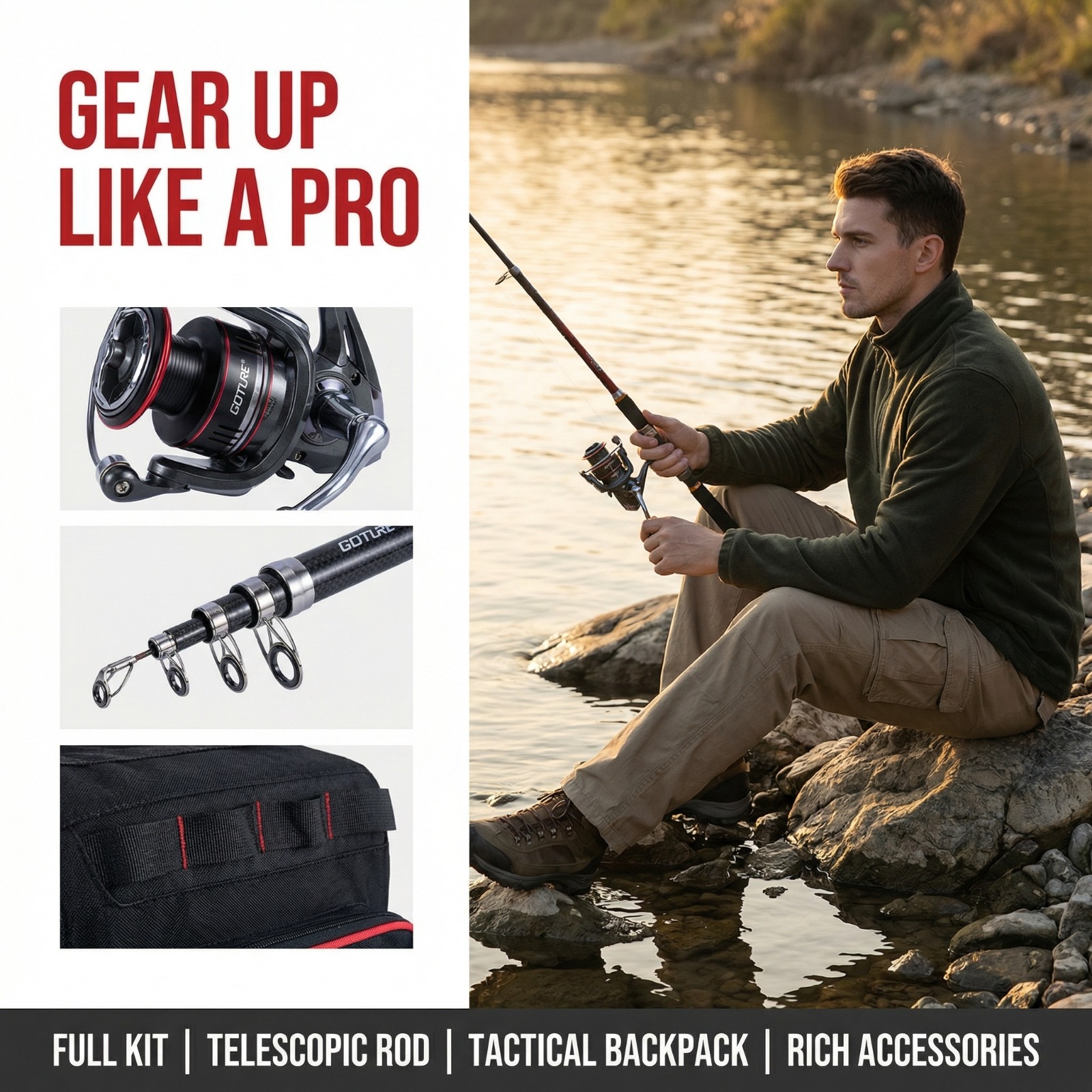 Goture Complete Fishing Rod Re - Reel Bag avaliação e preço