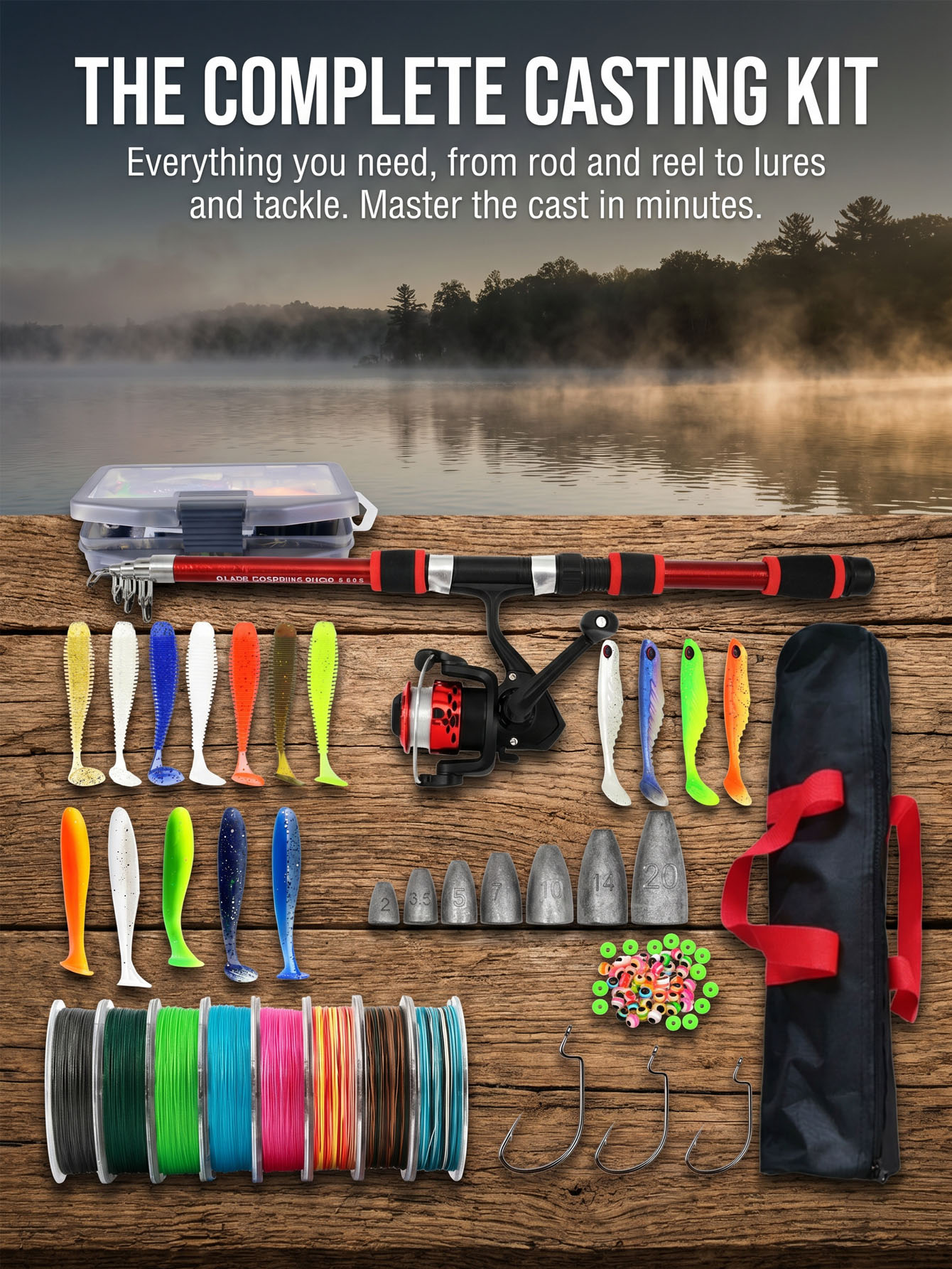 Fishing Rod Reel Combos Collap - Reel Bag avaliação e preço