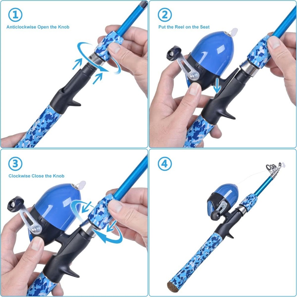 Kids Fishing Pole Set with Ful - Spincast Reel avaliação e preço