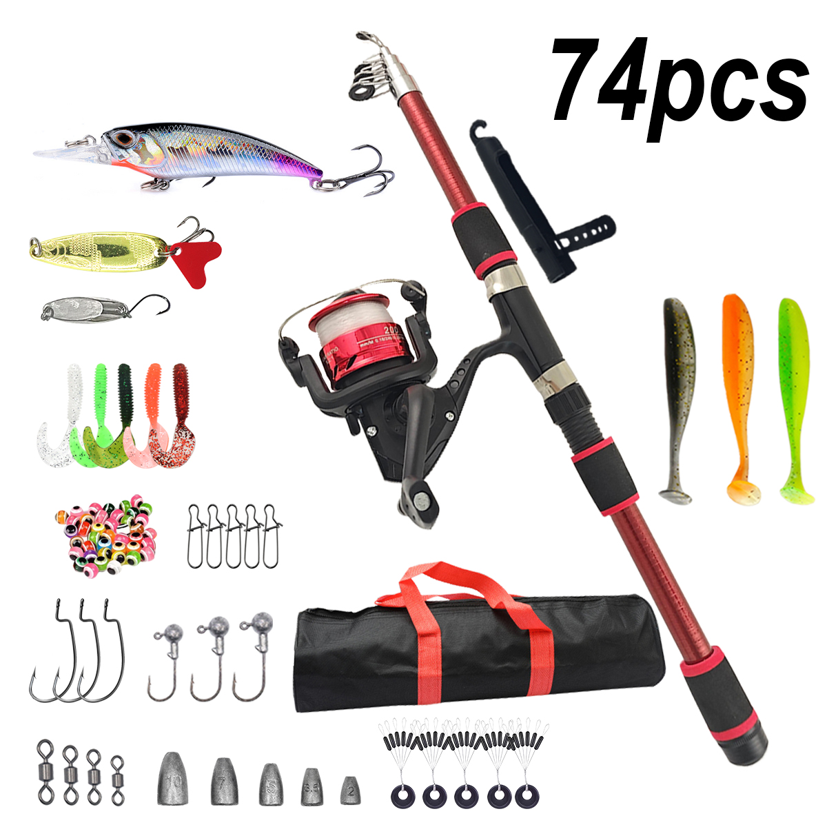 Fishing Pole Set Full Kits Wit - Spincast Reel avaliação e preço