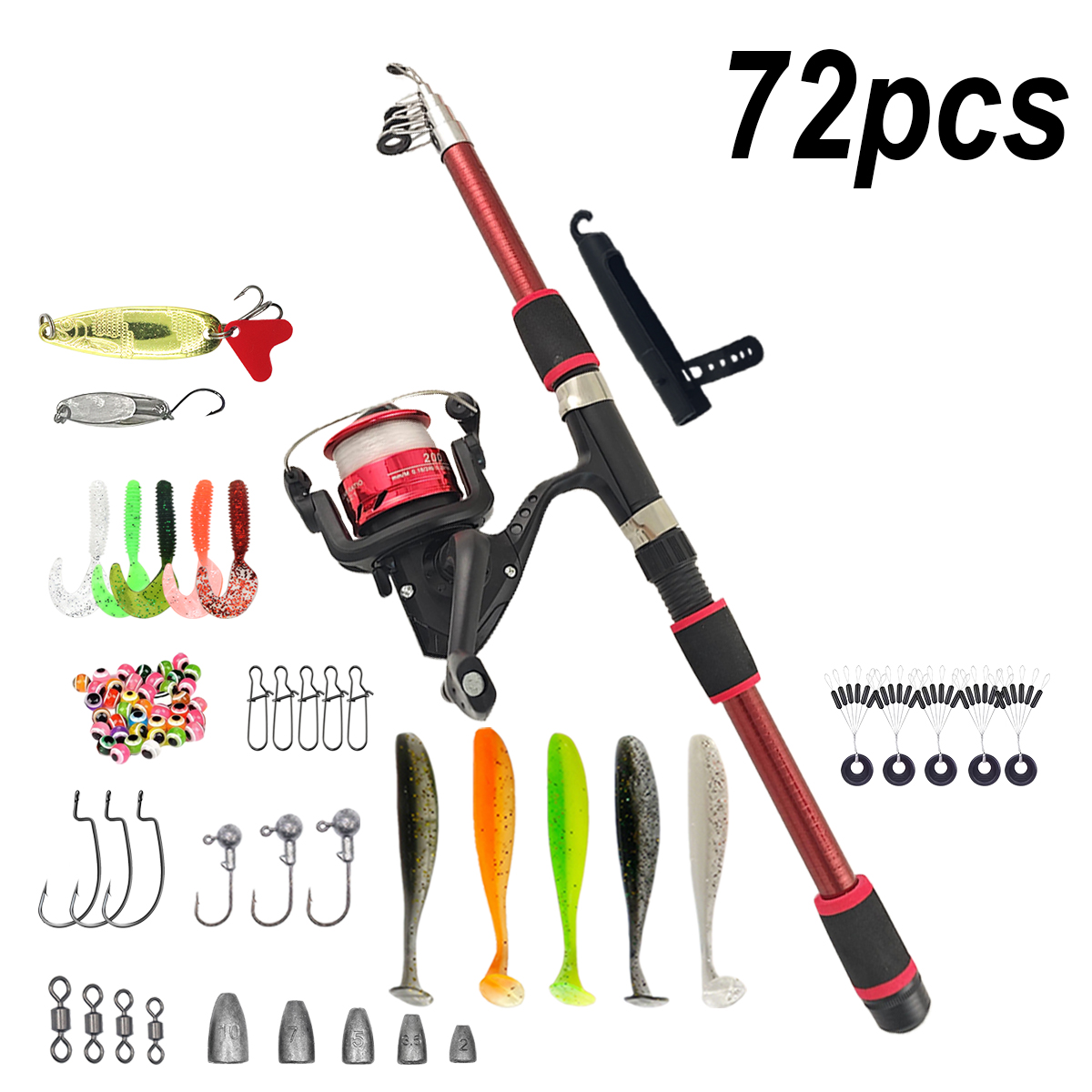 Fishing Pole Set Full Kits Wit - Spincast Reel avaliação e preço